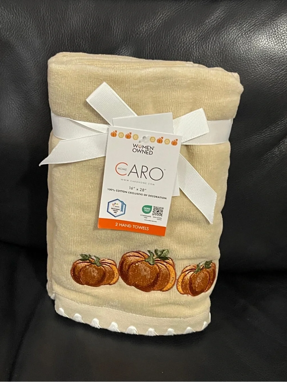 Thanksgiving CARO HOME Pumpkin Hand Towels (2) Thanksgiving Pumpkin Towels